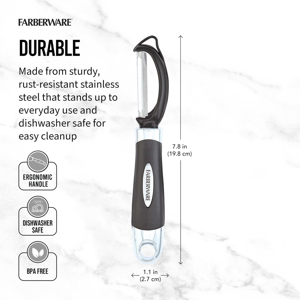 Euro Peeler, a Kitchen Essential for Quick and Easy Peeling of Produce, Chocolate, Cheeses and More. Features Hang-Hole for Easy Storage, Dishwasher Safe, Black