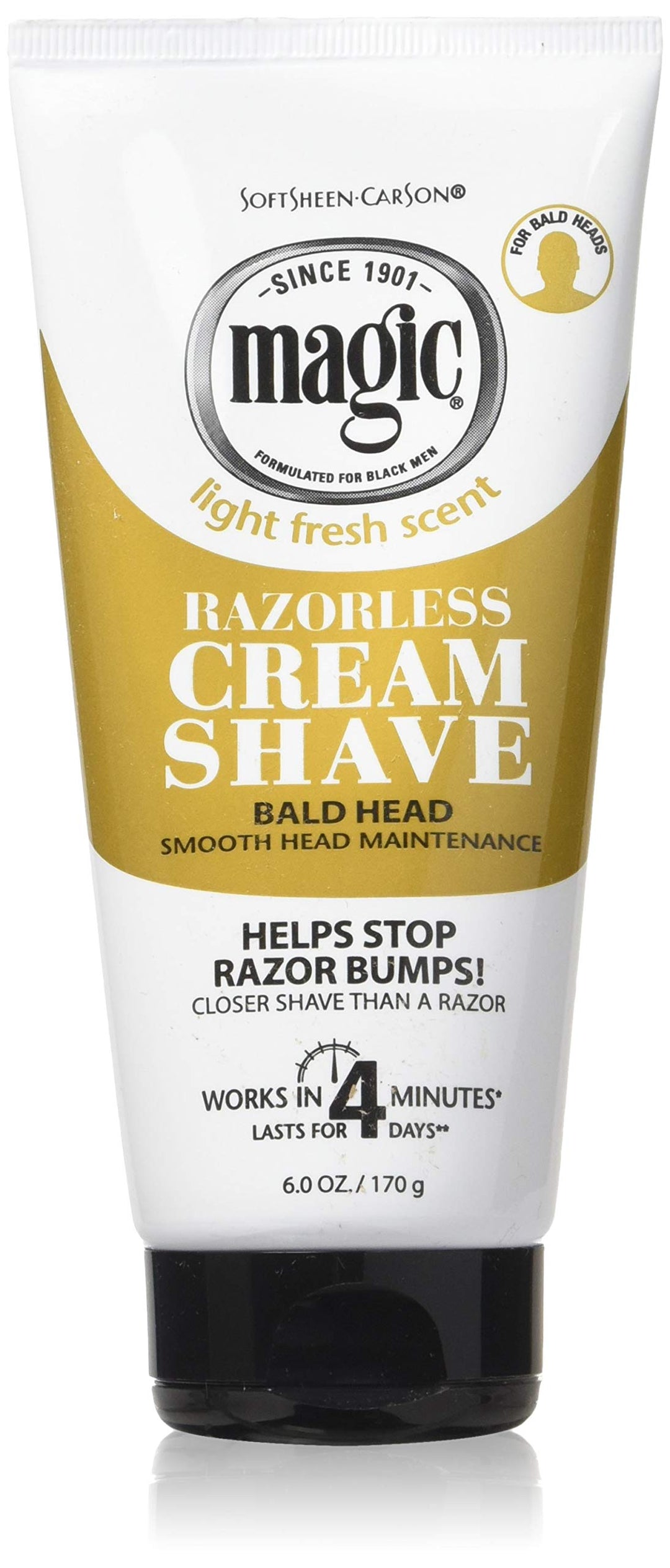 Razorless Cream Shave Bald Head 6 Ounce Tube (177ml) (6 Pack)