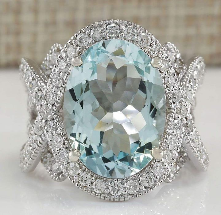 Duan Gorgeous 925 Silver 6.72CT Aquamarine Ring Wedding Engagement Jewelry Size 6-10 (US Code 8)