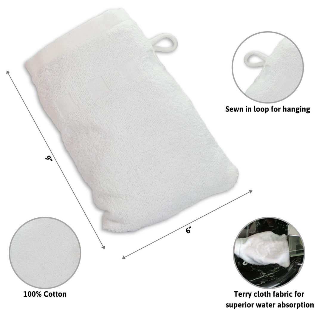 Bath Mitts - Pack of 6 - (6 x 9) European Style Washcloth with Loop (Charcoal, 6 x 9 inches)