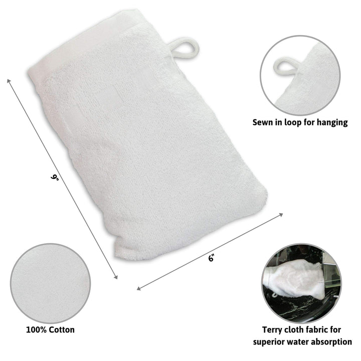 Bath Mitts - Pack of 6 - (6 x 9) European Style Washcloth with Loop (Charcoal, 6 x 9 inches)