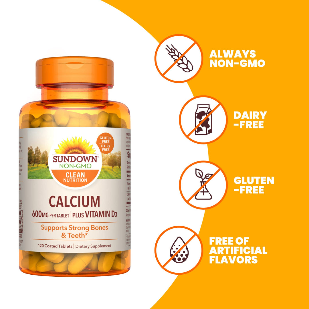 3M Sundown Naturals Calcium 600 Plus Vitamin D3, 120 Ca