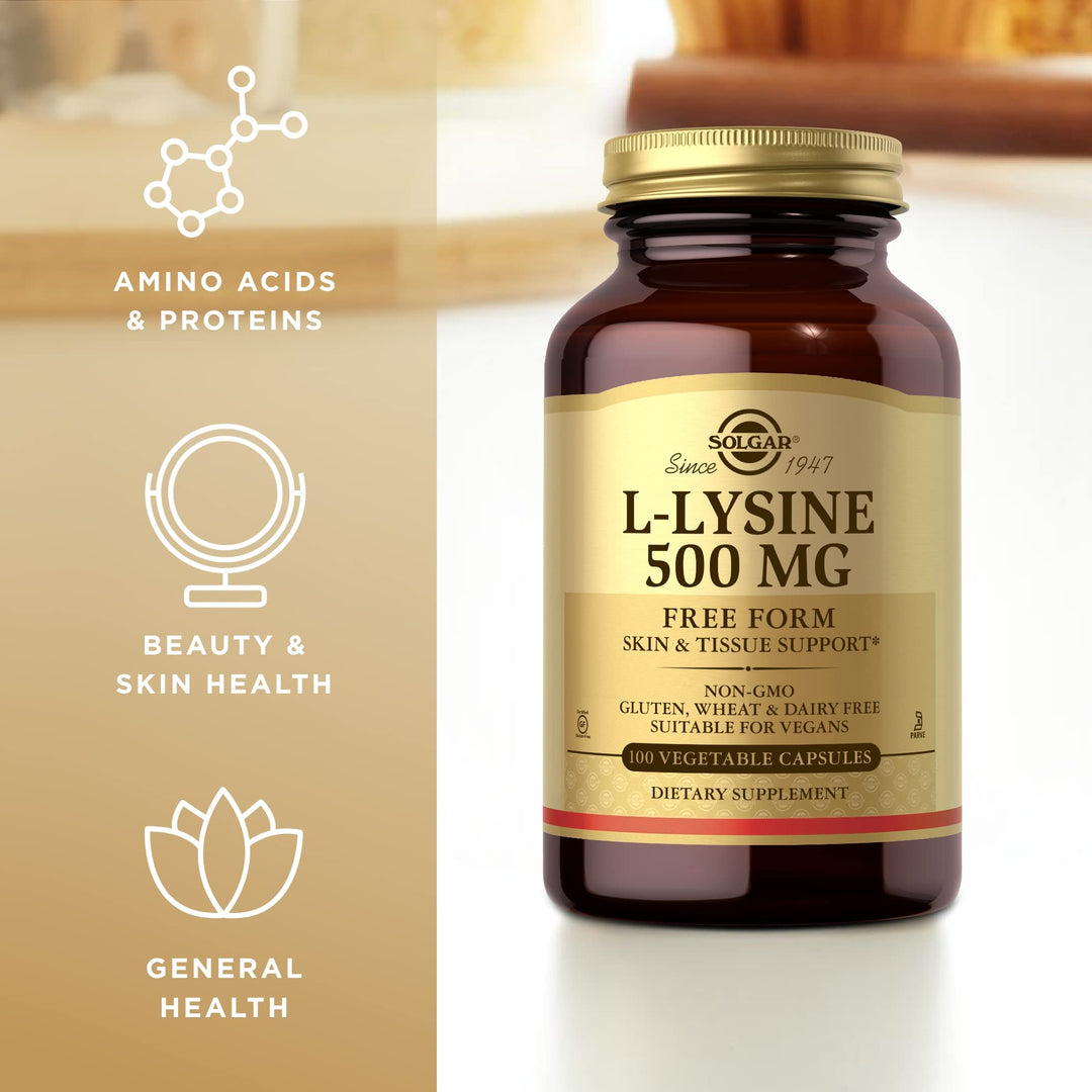 SOLGAR L-Lysine 500 mg - 100 Vegetable Capsules - Skin 