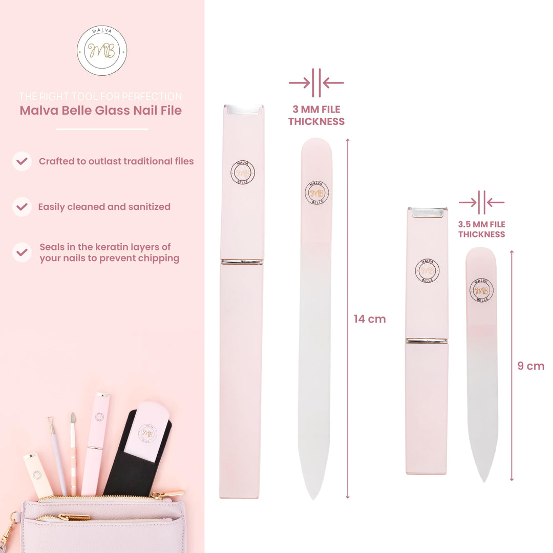 Best Crystal Nail File Set Of 2 - Perfect For Women, Kids &amp; Baby - Built To Last - Professional Manicure &amp; Pedicure Kit - For Natural, Gel, Acrylic, Fake, Gelish And Clear Nails - Extra Slim Design