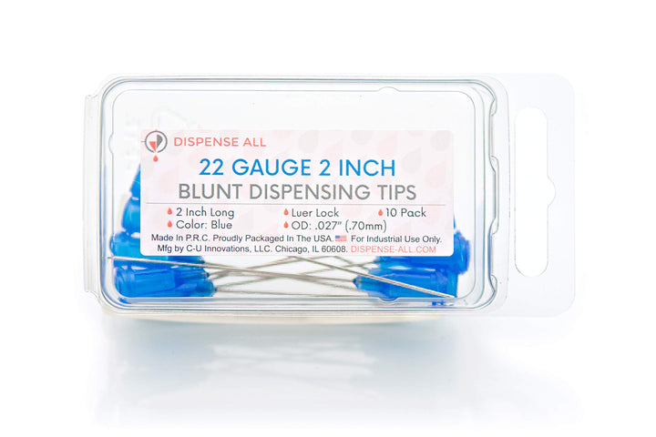 - 22 Gauge 2 Inch Blunt Tipped Dispensing Needles, Luer Lock, 100 Count