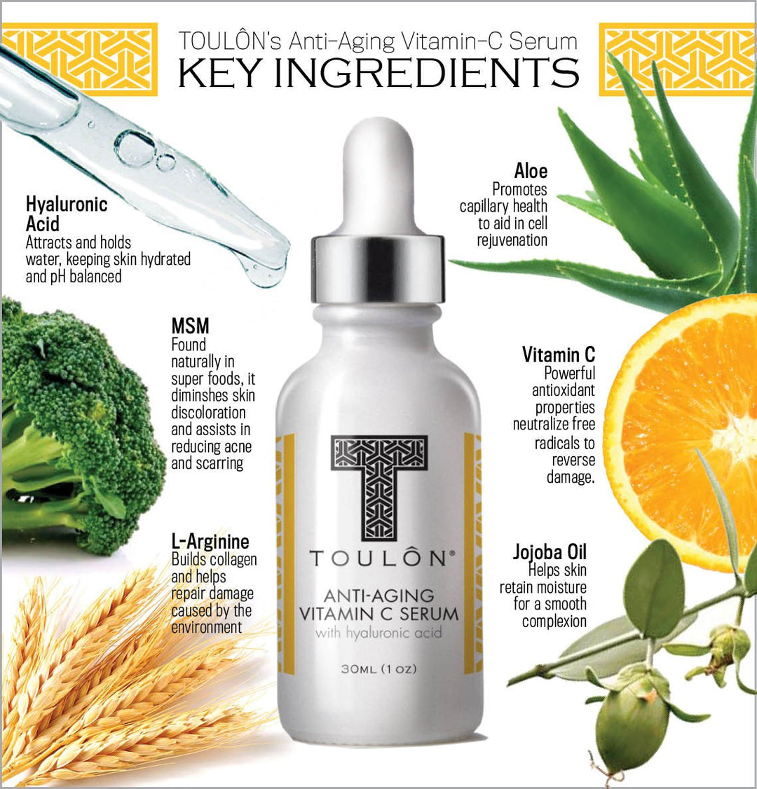 Vitamin C Serum with Hyaluronic Acid for Face; Reduce W