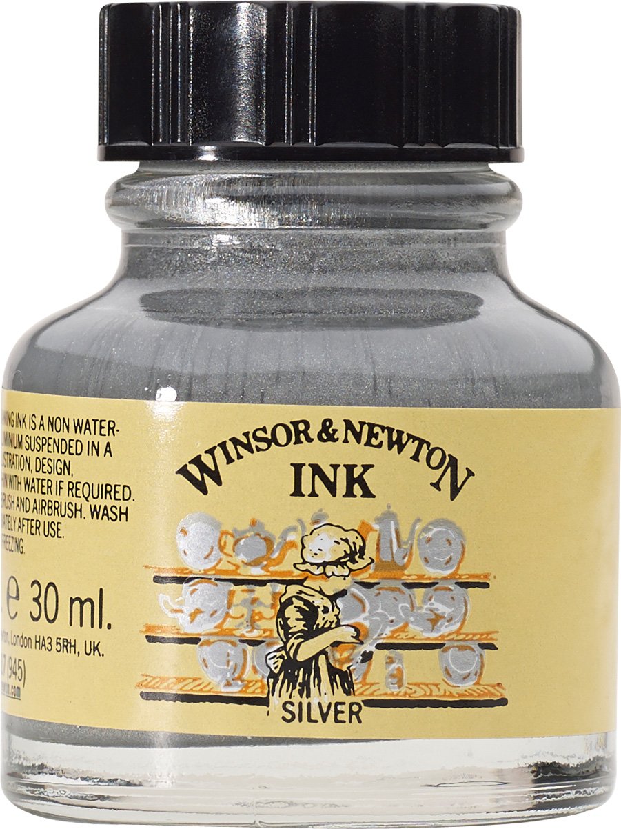 Winsor &amp; Newton Drawing Ink, 30ml Bottle, Silver
