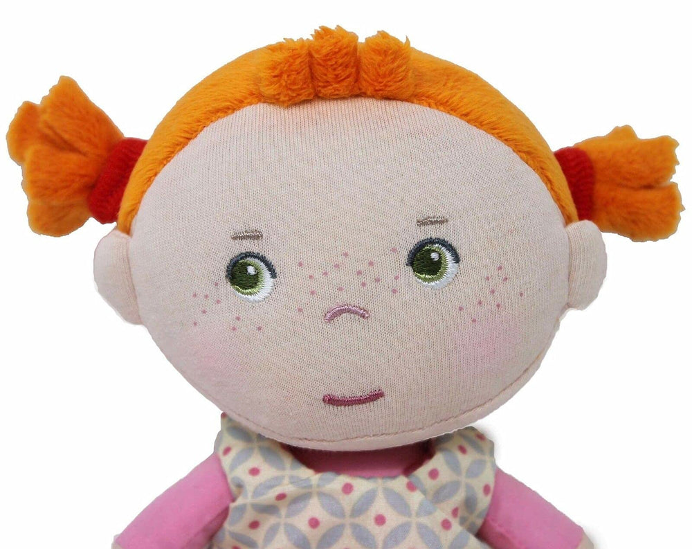 Soft Baby Doll Roya - 10 Rag Doll with Red Pigtails, Pink Dress - Machine Washable Doll - Ideal Soft Doll for 2 Year Old Girls