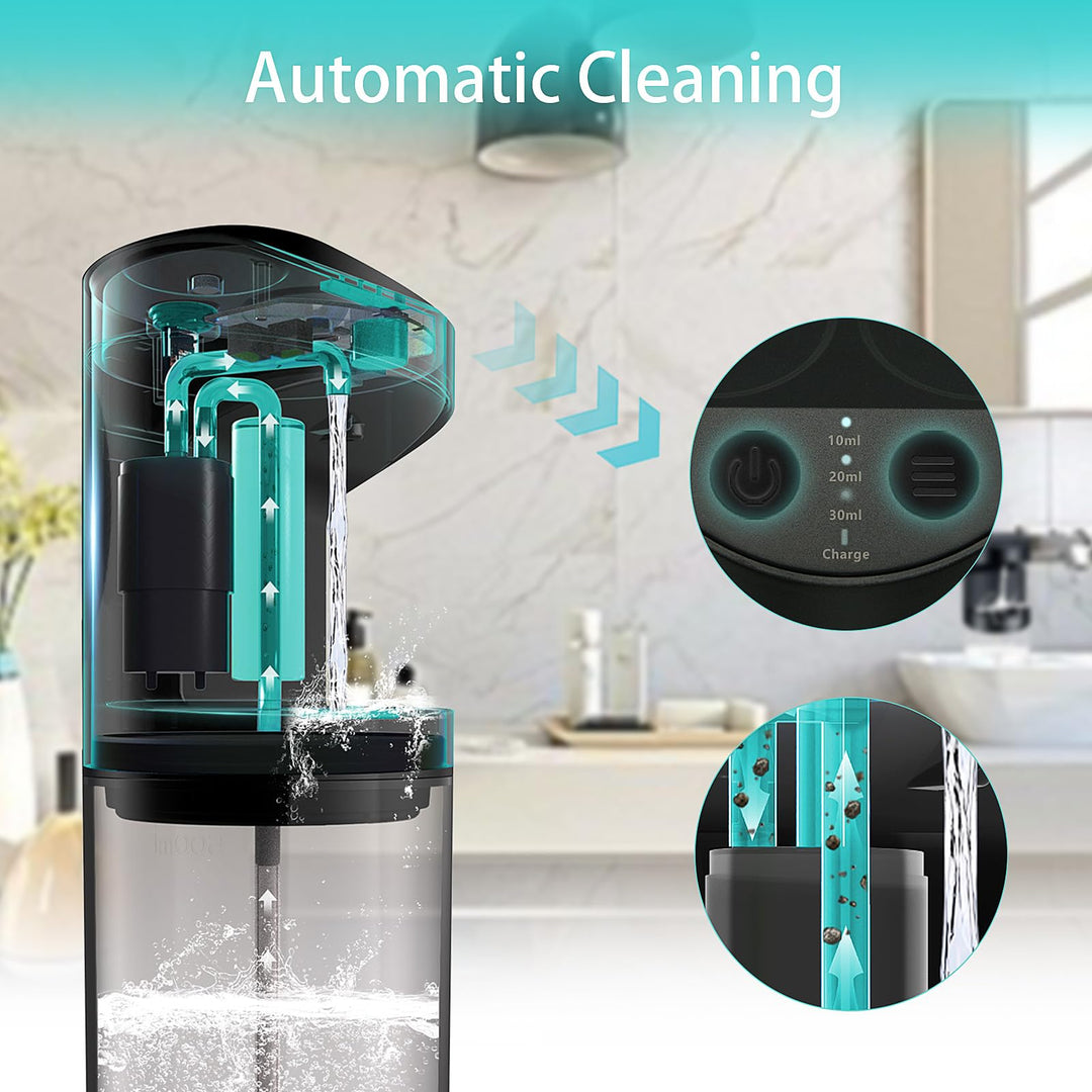 Automatic Mouthwash Dispenser for Bathroom, 19.36 Oz Mouthwash Container Touchless with Magnetic Cups, 3 Adjustable Dispensing Levels No Drip Wall Mounted Mouthwash Dispenser Bottle Black