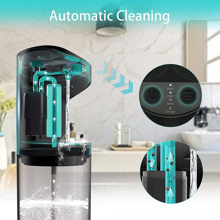Automatic Mouthwash Dispenser for Bathroom, 19.36 Oz Mouthwash Container Touchless with Magnetic Cups, 3 Adjustable Dispensing Levels No Drip Wall Mounted Mouthwash Dispenser Bottle Black