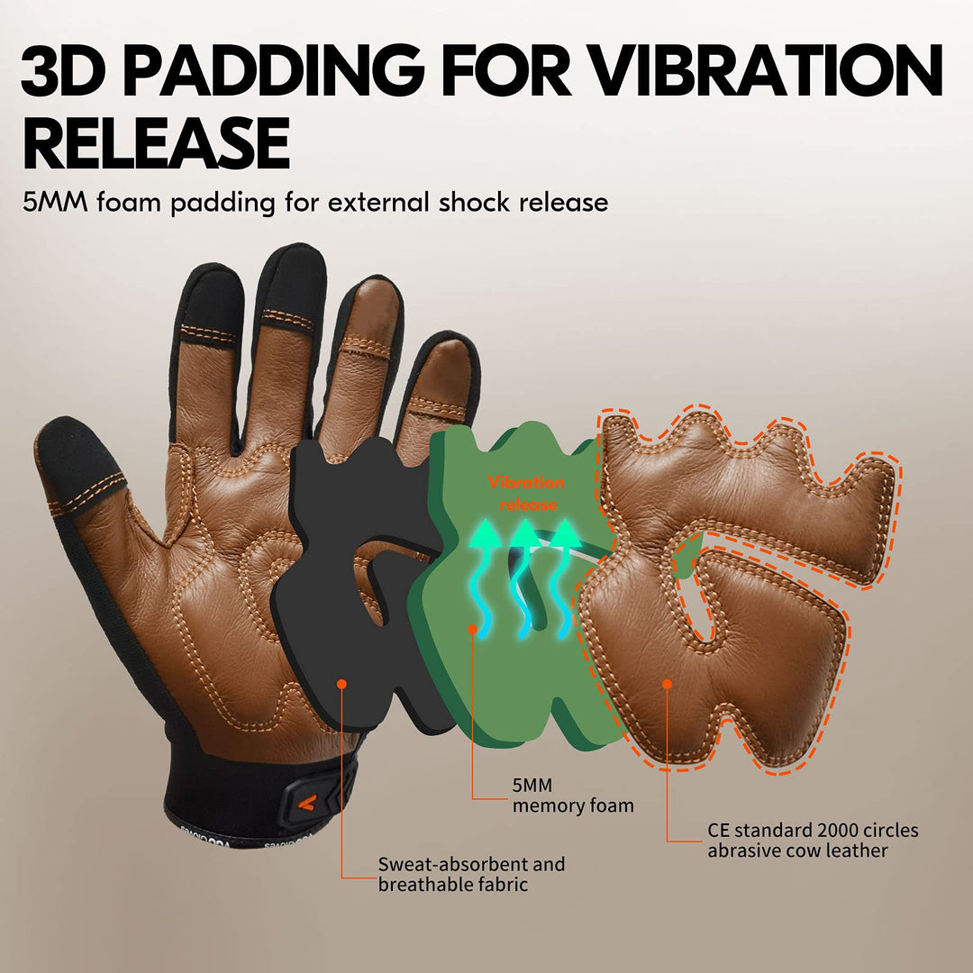 Vgo... 1-Pair Safety Work Gloves for Men,Anti-Vibration