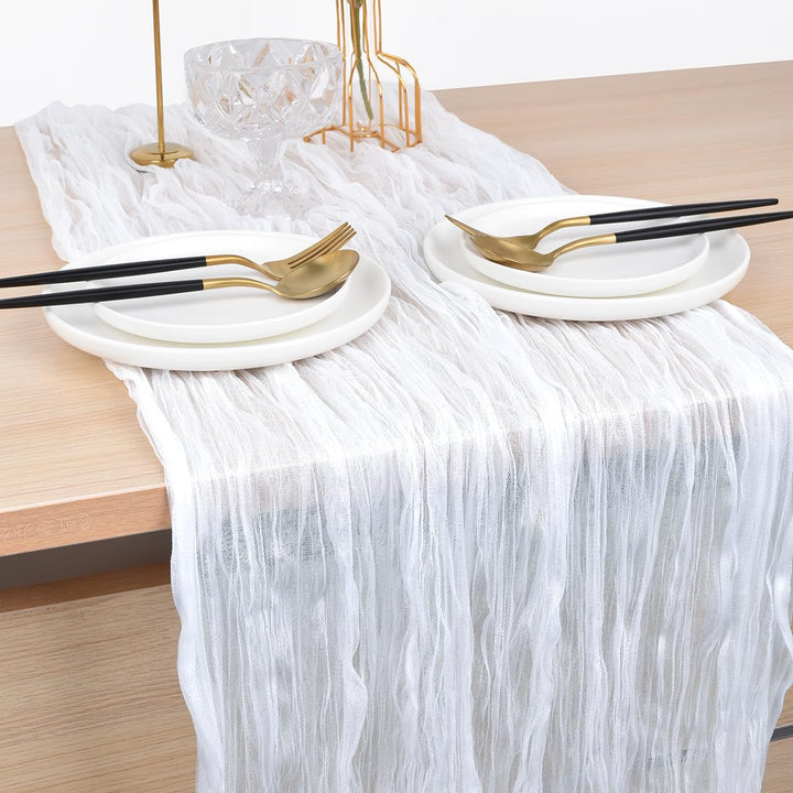 Ivory Cheesecloth Table Runner 10Ft Rustic Gauze Cheese Cloth Table Runner Boho Fall Thanksgiving Table Runner for Wedding Bridal Shower Halloween Decoration
