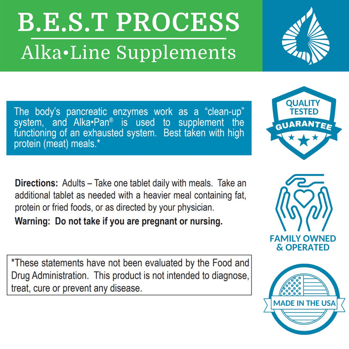 Alka•Pan Best Process Alkaline — Natural Digestive Supplement — Pancreatic Enzymes with Antioxidant-Rich Superfoods &amp; Digestive Herbs