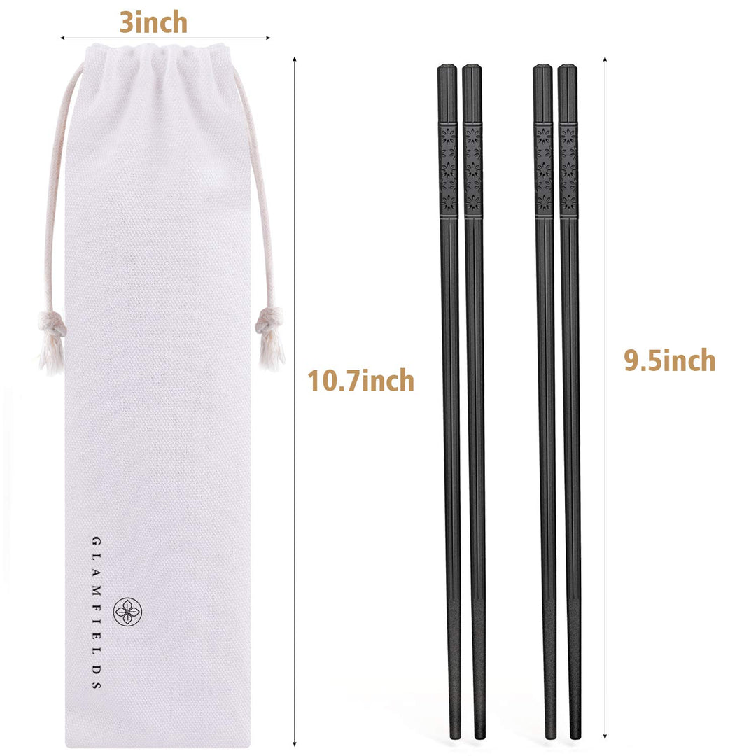 5 Pairs Fiberglass Chopsticks, GLAMFIELDS Reusable Japa