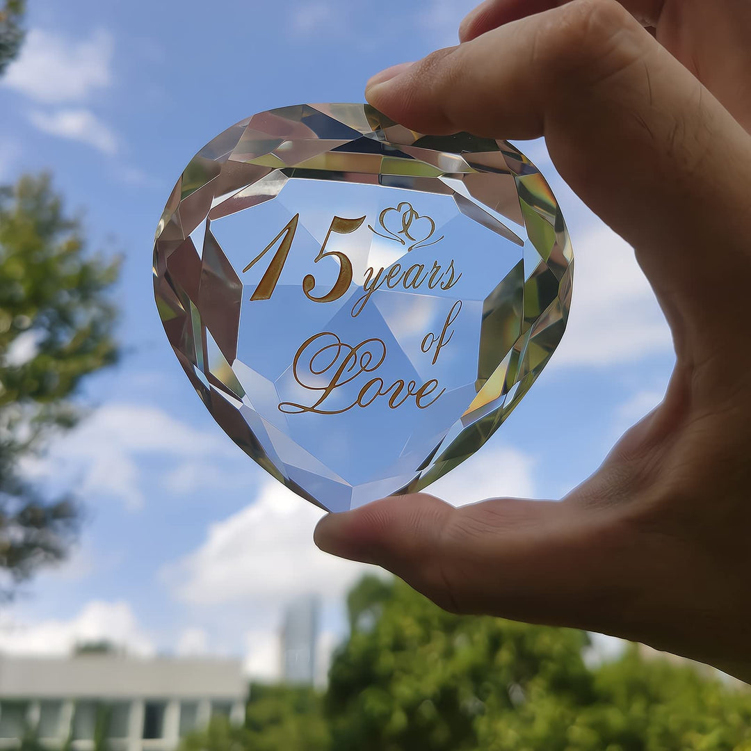 15th Anniversary Crystal Gifts for Husband Wife Boyfriend or Girlfriend, 15 Year Wedding Anniversary Valentines Day Romantic Gifts for Her Him Funny 15 Year Anniversary Marriage Presents for Couple