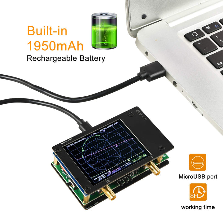NanoVNA S-A-A-2 V2 Vector Network Analyzer 10KHz~3GHz HF VHF UHF Antenna Analyzer 2.8 inch, Measuring Duplexer, S Parameters, Voltage Standing Wave Ratio, Phase, Delay, Smith Chart Nano VNA