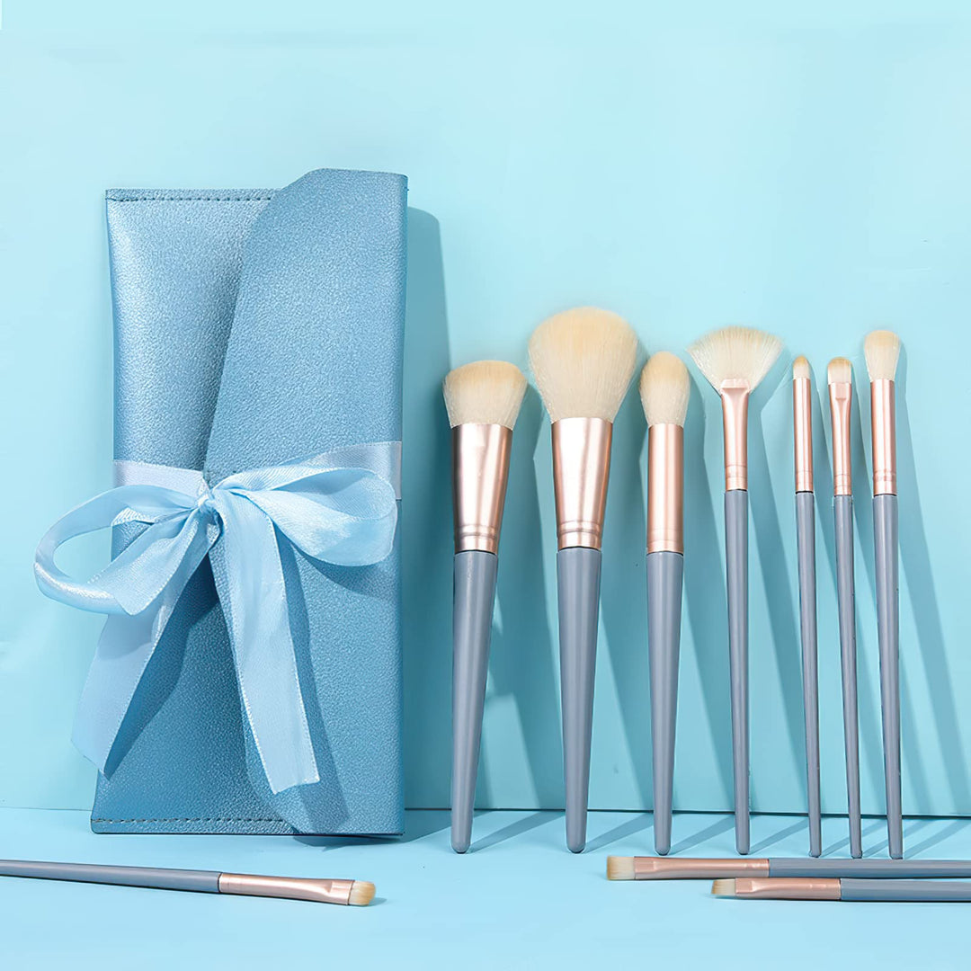 Makeup Brushes Set, 10 Pcs Synthetic Foundation Concealer Powder Blush Eyeshadow Eyebrow Lip Makeup Brushes Kit (Blue)