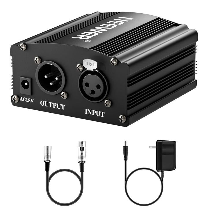 Neewer 1-Channel 48V Phantom Power Supply with Adapter,