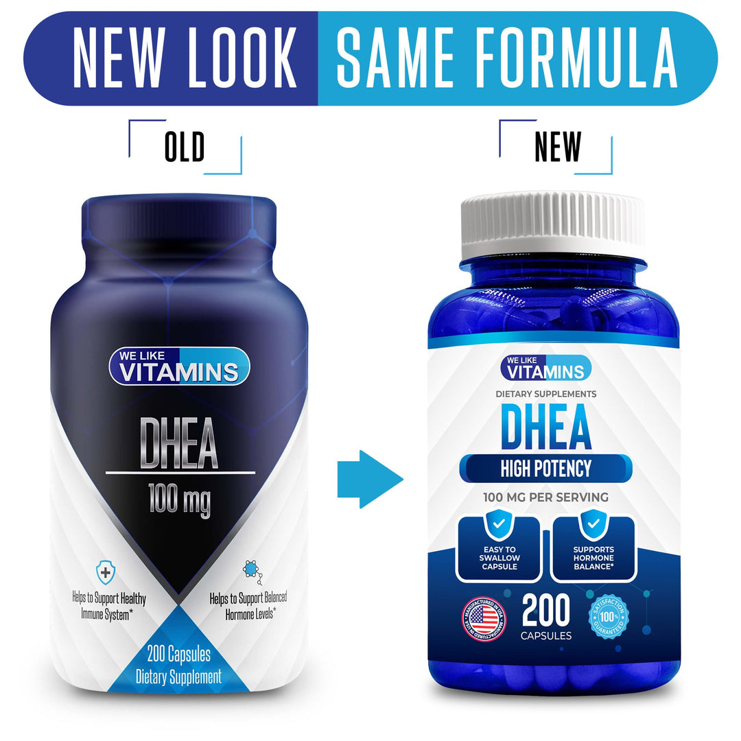 We Like Vitamins DHEA 100mg 200 Capsules - 200 Day Supp