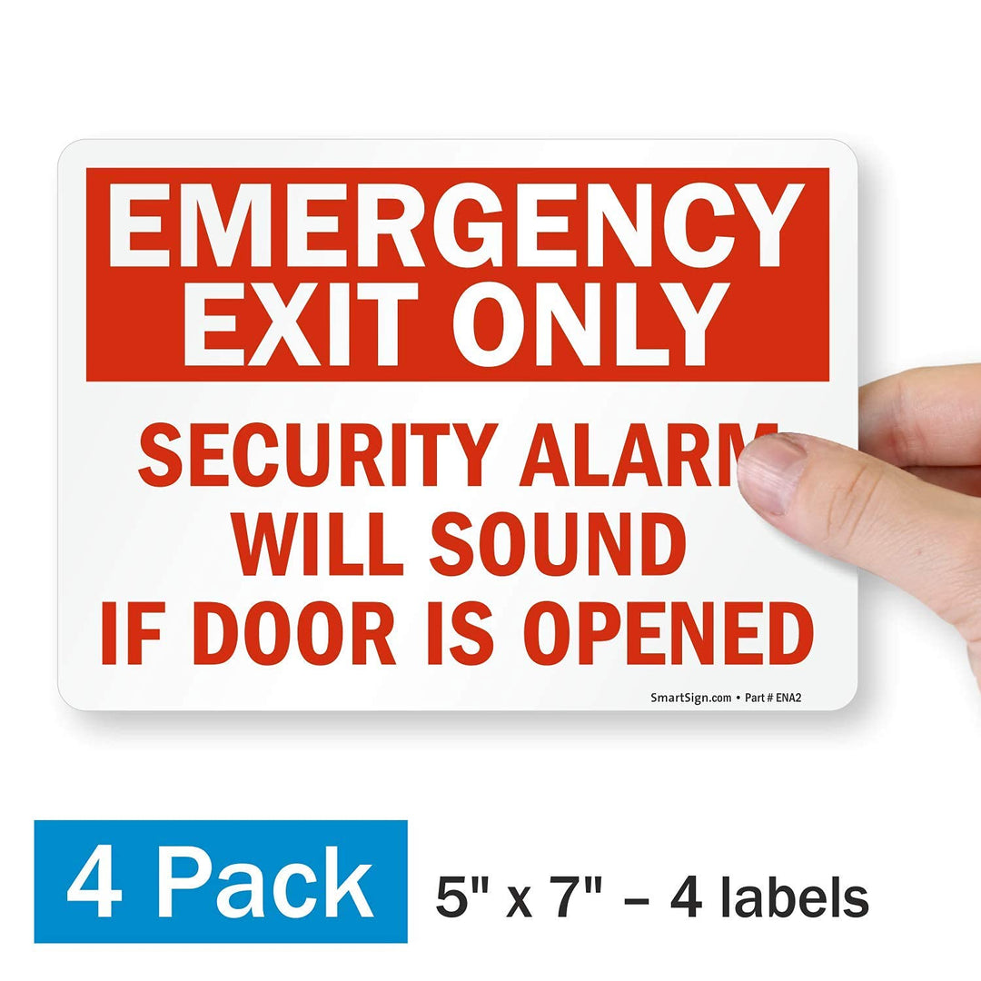 SmartSign (Pack of 4) 5 x7 inch “Emergency Exit Only - 