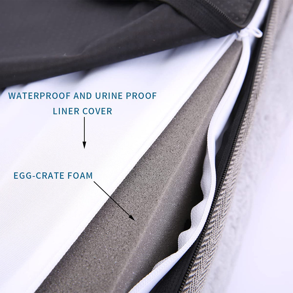 Orthopedic Dog Bed for Large Dogs, Bolster Sides Dogs Sofa Bed with Removable Washable Cover & Non-Skid Bottom, Soft Pet Bed with Egg Foam Dog Couch for Sleeping, 40 x 28 Inch, Gray