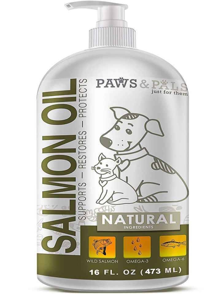 Wild Alaskan Salmon Oil for Dogs &amp; Cats - Skin &amp; Coat Omega 3 Fish Oil Liquid Food Supplement for Pets - Made in USA - Natural EPA + DHA Fatty Acids for Joint Function, Immune &amp; Heart Health Support