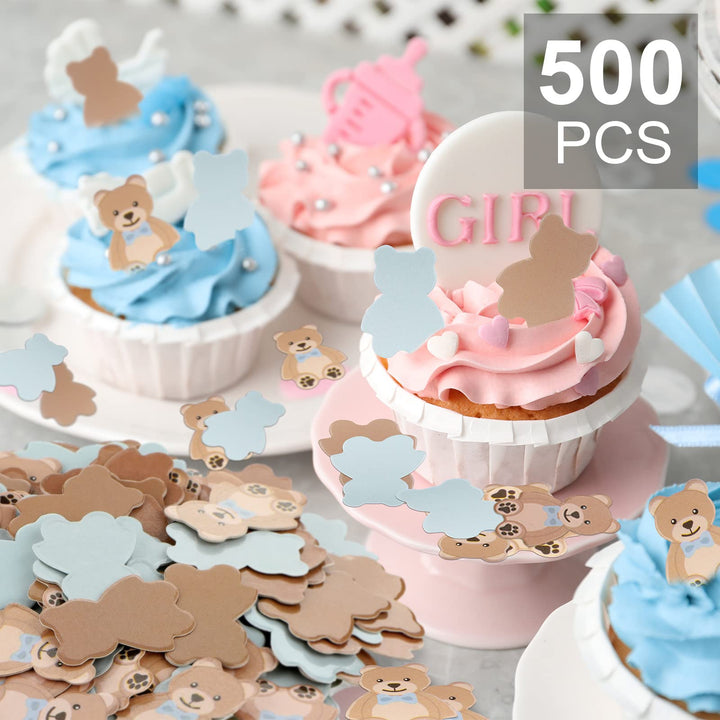 500 Pieces Bear Shaped Confetti Baby Shower Cream Brown