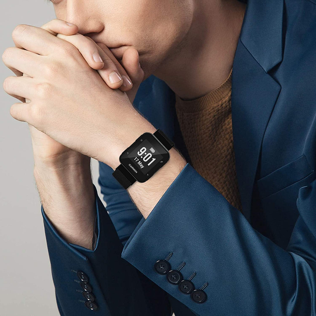 Band Compatible with Garmin Forerunner 35, Mesh Woven Stainless Steel Replacement Bracelet Bands Strap Wrist Band for Garmin Forerunner 35, Black