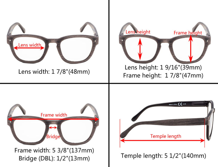 Eyekepper 5-Pack Reading Glasses Professor Vintage Styl