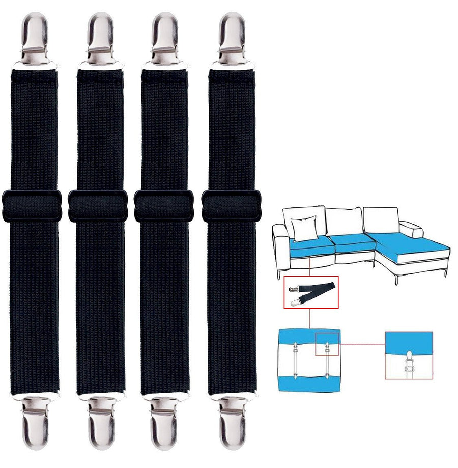 4 Pack Bed Sheet Clips, Adjustable Heavy Duty Fitted Sheet Straps Clips, Elastic Sheet Suspenders Fasteners for Bed Mattress Cover Sofa Cushion