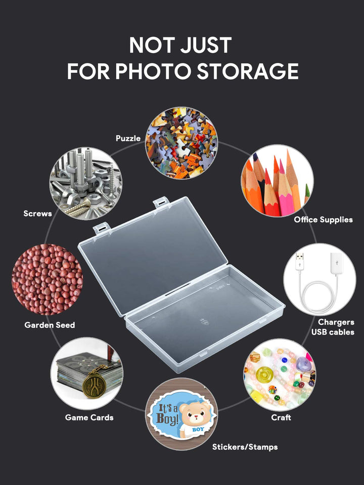 Photo Storage Box 4x6 Pictures, 18 Inner Seed Storage Organizer Extra Large, Photo Organizers Keeper Photo Cases Picture Storage (White)