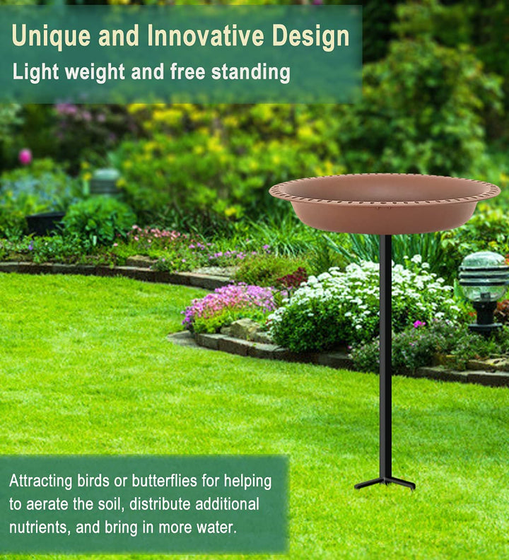 28 inch Lightweight Birdbaths Antique Decoration Detachable Birdfeeder &amp; Bird Bath for Outdoor Garden, Oblong Chocolate