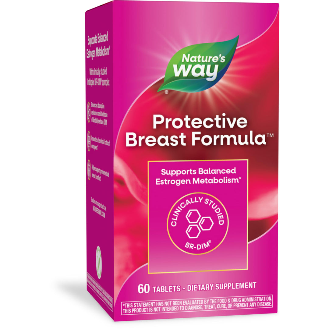 Nature&#39;s Way Protective Breast Formula, Supports Balanced Estrogen Metabolism*, Supports Premenstrual Breast Comfort*, with BR-DIM, Turmeric Extract, and Vitamin D3, 60 Tablets (Packaging May Vary)