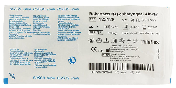 Nasopharyngeal Airway (28 Fr., 9.3mm) with Surgilube