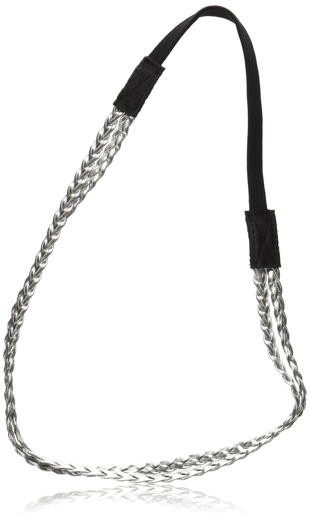 Headband, 2 Braid Stretch, Silver