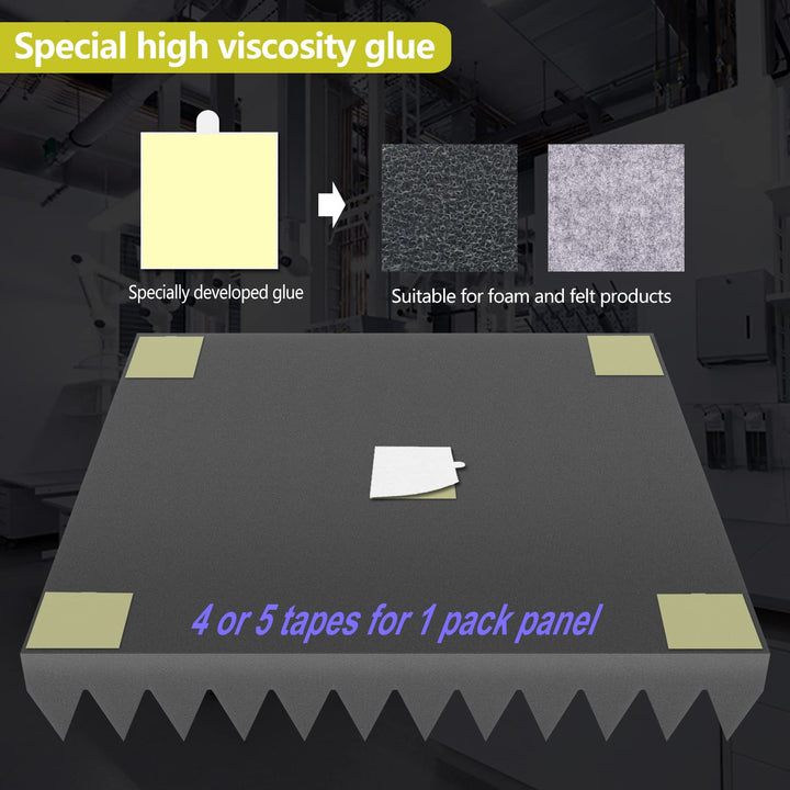 60 Pack Double-Sided Adhesive Tape for Acoustic Soundproofing Foam Panels Strong Pad Mounting, Heavy Duty Wall Adhesive Squares