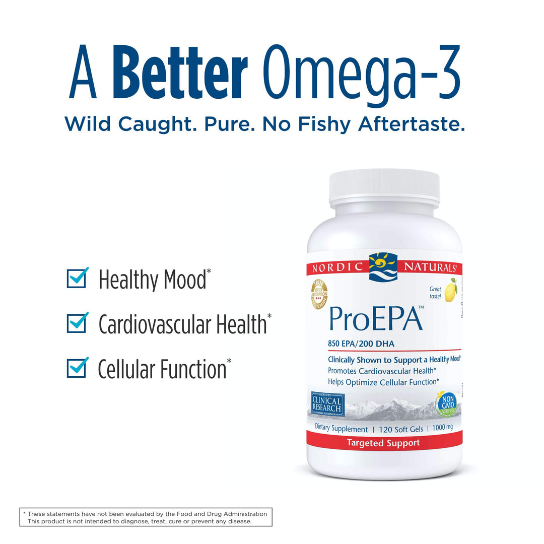 ProEPA, Lemon - 120 Soft Gels - 1210 mg Omega-3 - High-Intensity EPA Formula for Healthy Mood, Heart Health &amp; Cellular Function - Non-GMO - 60 Servings
