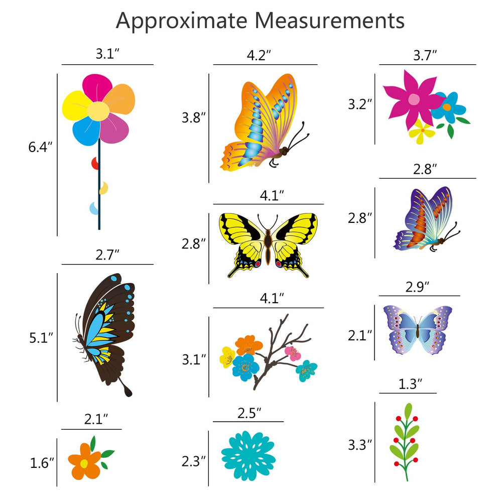 18 PCS Butterfly Window Clings with 12 PCS Flowers Window Clings Decals Anti-Collision Window Stickers to Deterrent Decal & Glass Decor to Alert Birds