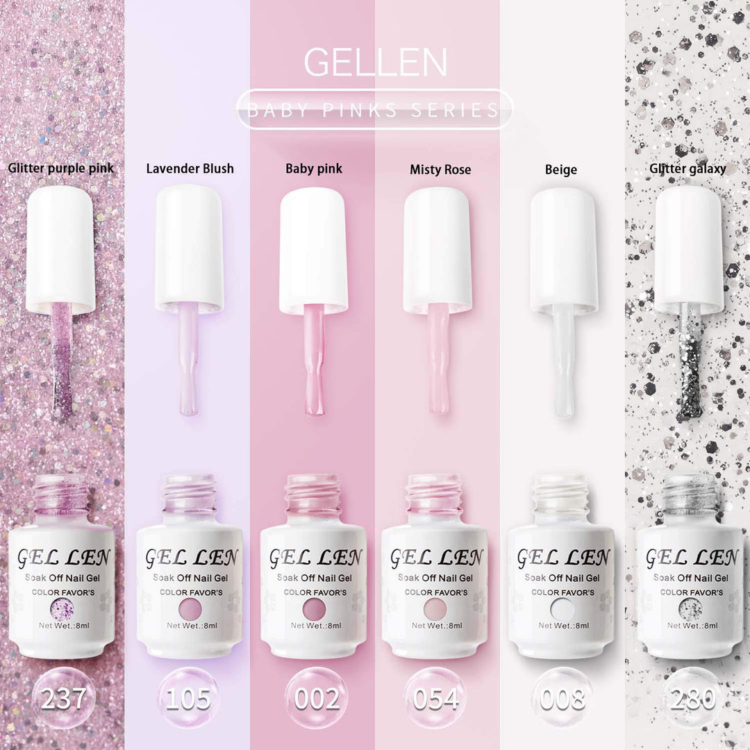 Gel Nail Polish Set - Pink Nudes Neutrals 6 Colors Gel Polish, Warm Pastels Nail Gel Polish Set Nail Art DIY Home Gel Manicure Set