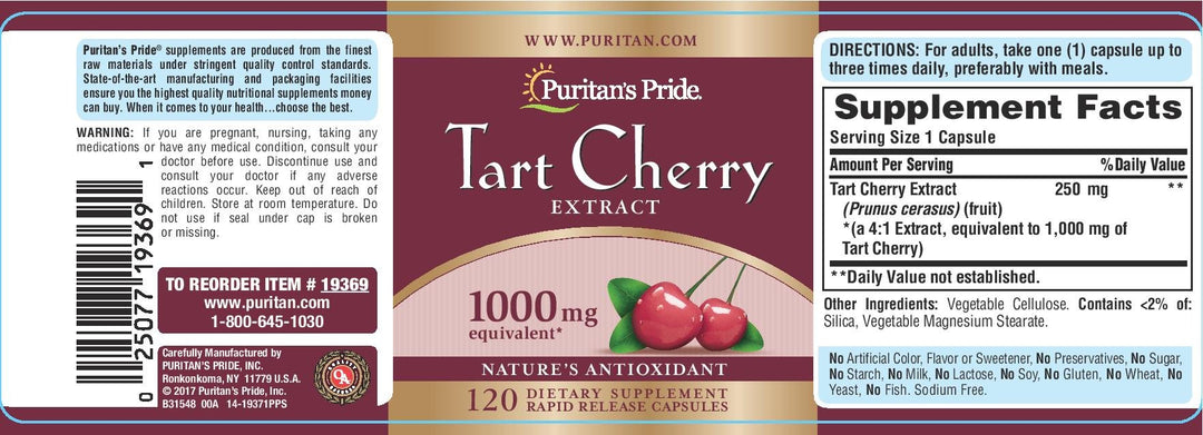 Puritans Pride Tart Cherry Extract 1000 Mg