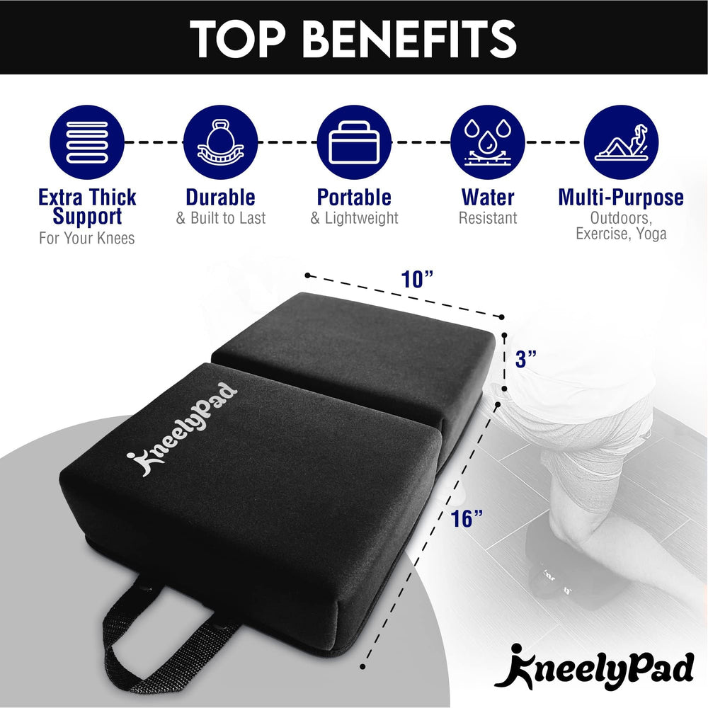 Pad | Kneeling Pad for Gardening, Exercise, Cleaning, & Mechanic Work | Extra Thick Memory Foam Knee Cushion for Gardening with Washable Cover | Foldable Gardening Knee Pad with Handle