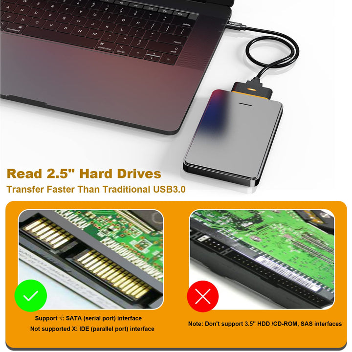 SATA to USB C Adapter, USB Type C to 2.5&#39;&#39; SATA Converter Cable External Hard Drive Compatible with SSD WD Seagate Toshiba Hitachi MacBook Pro/Air XPS 13/15 ThinkPad X1