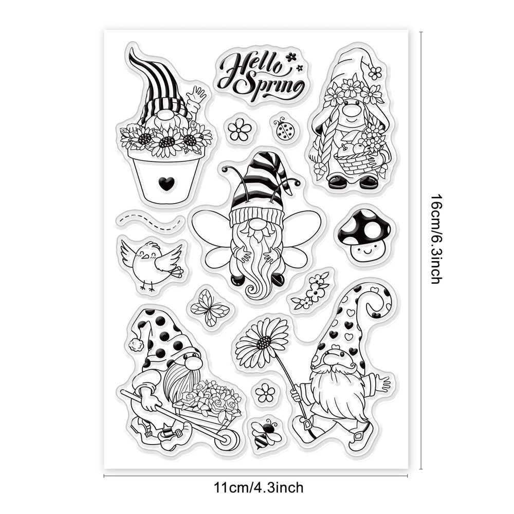 Gnome Silicone Clear Stamps Spring Flower Bee Butterfly Transparent Stamps for Birthday Valentine's Day Cards Making DIY Scrapbooking Photo Album Decoration Paper Craft…