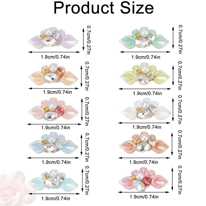 20 Pcs 3D Nail Charms Flower Nail Art Charms Pearl Petals Nail Gems and Rhinestones Handmade by Acrylic Nail Decorations Accessories for Women Girls Nail DIY Crafting Supplie