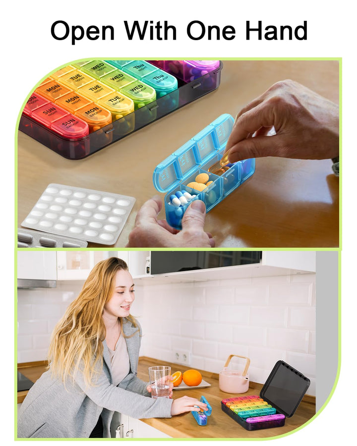 Odaro Weekly Pill Organizer 3 Times a Day, Daily Pill B