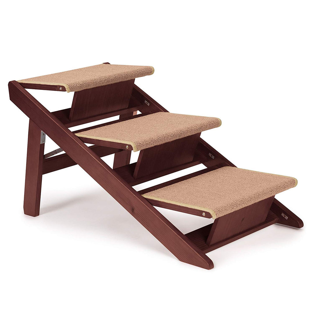 Pine Frame Dog RampSteps, 3 Step,Brown