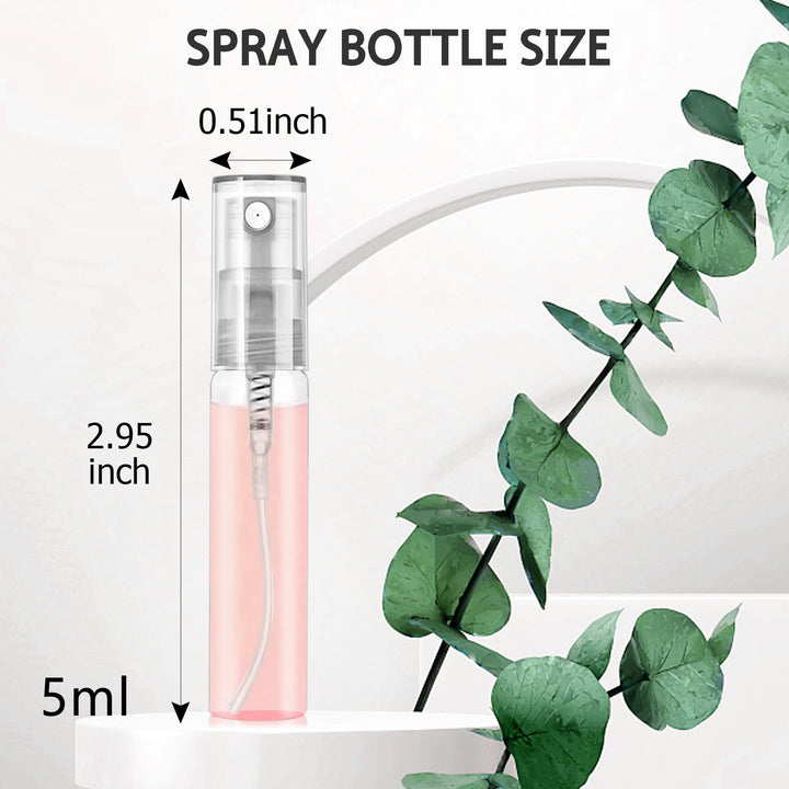 Mini Spray Bottle 105PCS 5ML Clear Glass Perfume Bottles Refillable Fine Mist Spray Bottles Empty Fragrance Sample Spray Containers Cosmetics Atomizer for Cleaning,Travel,Essential Oils