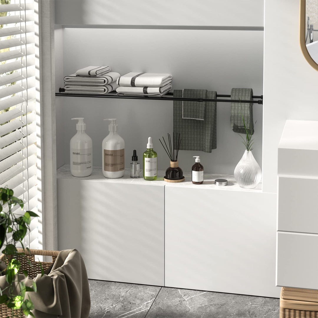 Spring Tension Curtain Rods Short Tension Rod (Black, 16 to 28-3Pcs)