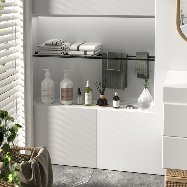 Spring Tension Curtain Rods Short Tension Rod (Black, 16 to 28-3Pcs)