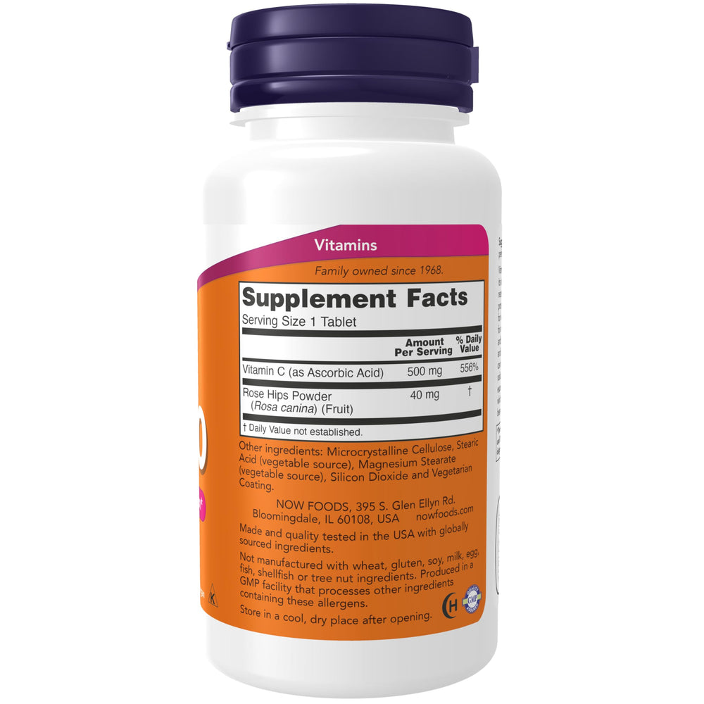 NOW Foods Supplements, Vitamin C-500 with Rose Hips, An
